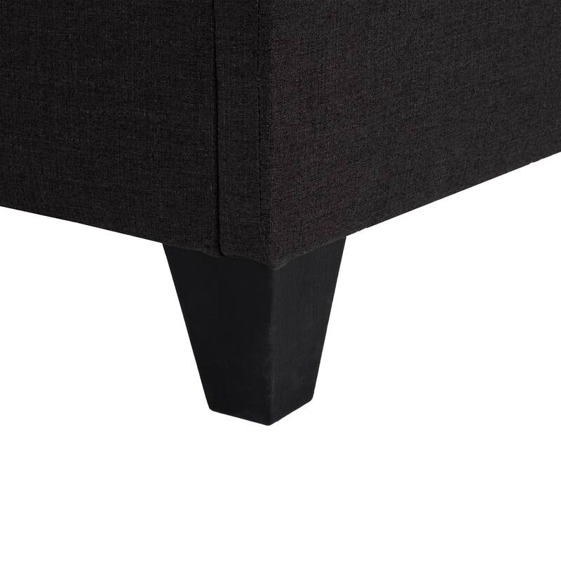 Modern Bedroom Furniture Twin XL Size Platform Bed Frame, Upholstered Mattress Foundation Bed Base, Dark Grey