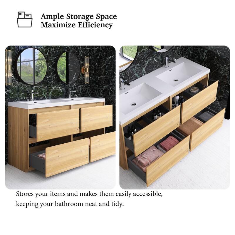 Freestanding Bathroom Vanity with Integrated Resin Top