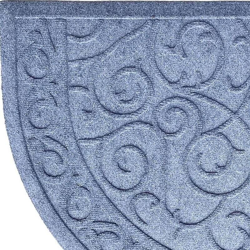 HomeRoots 24" X 36" Gray Scrollwork Semi Circle Outdoor Polypropylene Door Mat - 24' X '36