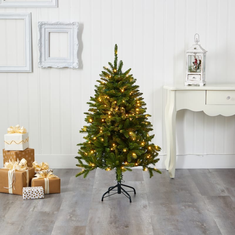 4' Pre-Lit Sierra Spruce Artificial Christmas Tree, Clear LED Lights - 4 Foot