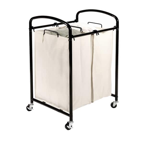 Shop Seville Classics Mobile 2 Bag Heavy Duty Laundry Hamper Sorter Cart Overstock 11915281 Silver