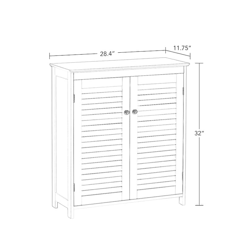 RiverRidge Ellsworth Bathroom and Laundry Storage Floor Cabinet with Doors and Adjustable Shelves - White