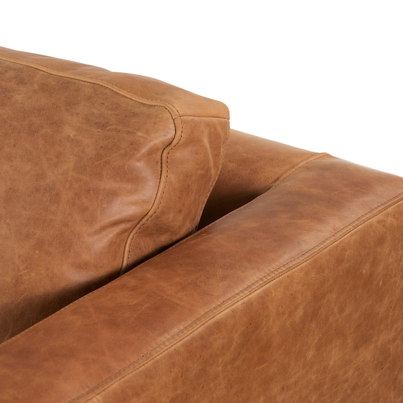 Poly & Bark Napa 82" Leather Pull-Out Convertible Sleeper Sofa - Full Grain Genuine Italian Leather