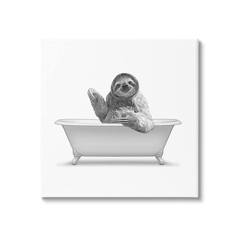 Stupell Funny Sloth Vintage Bathtub Stretched Canvas Wall Art, Design by Annalisa Latella - 24 x 24