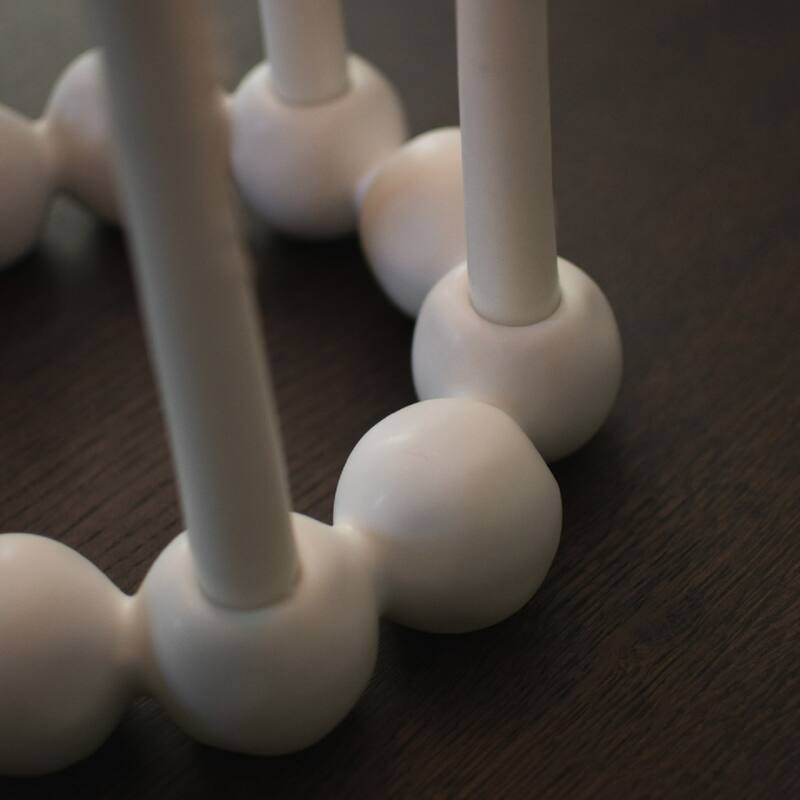Beaded Round 4-Candle Ceramic Holder - 10.5" - White