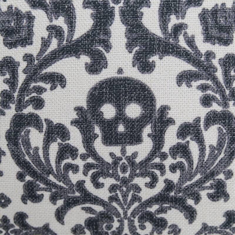 Gothic Damask Skull Throw Pillow - Black & White Cotton Linen Set of 2
