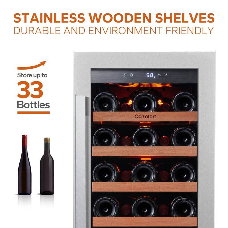 15 Inch 33 Bottle Built-in/Freestanding Wine Cooler