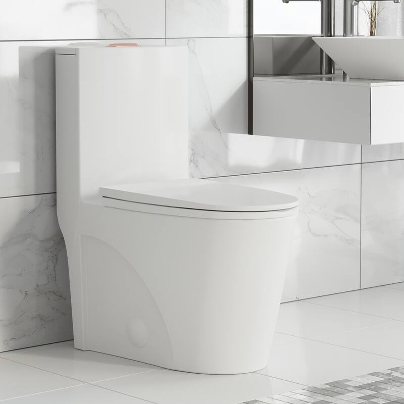 Angers One Piece Elongated Toilet Dual Vortex Flush, Rose Gold Hardware - 33" x 24" 35"