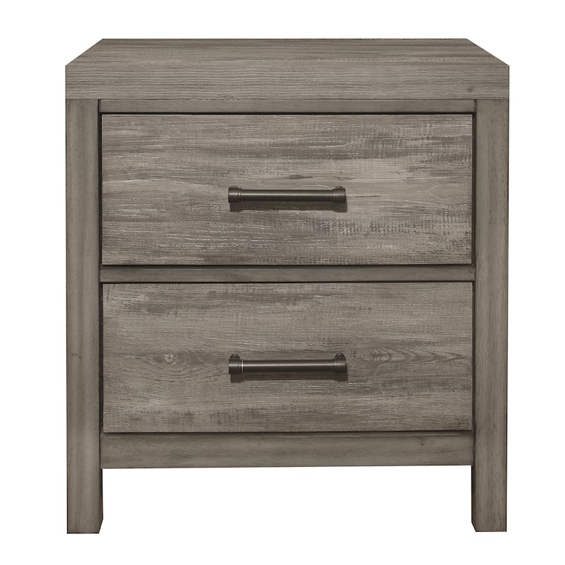Rustic Style Bedroom Nightstand of 2 Drawers Premium Melamine Laminate Wooden Furniture 1pc