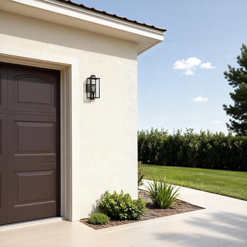 Matte Black Farmhouse Outdoor Wall Lantern Sconce - 3 Variants (16in 1-Light/22in 2-Light/27in 3-Light), Clear Glass, Wet Rated