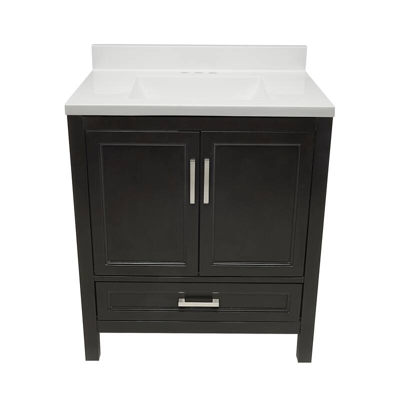 Nevado 37" Bathroom Vanity with Cultured Marble Vanity Top Sink in White with White Basin