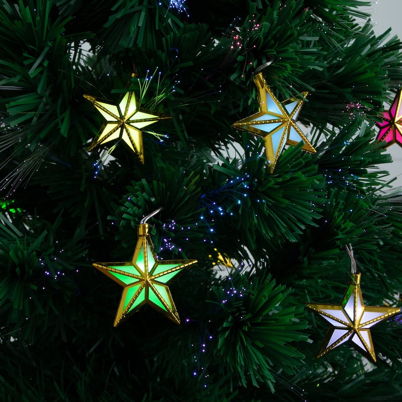 5' Pre-Lit Fiber Optic Artificial Christmas Tree with Stars, LED Multicolor Lights - 5 Foot