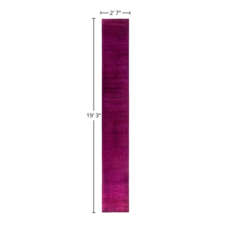 Overdyed One-of-a-Kind Hand-Knotted Area Rug - Purple - 2' 7" x 19' 3"