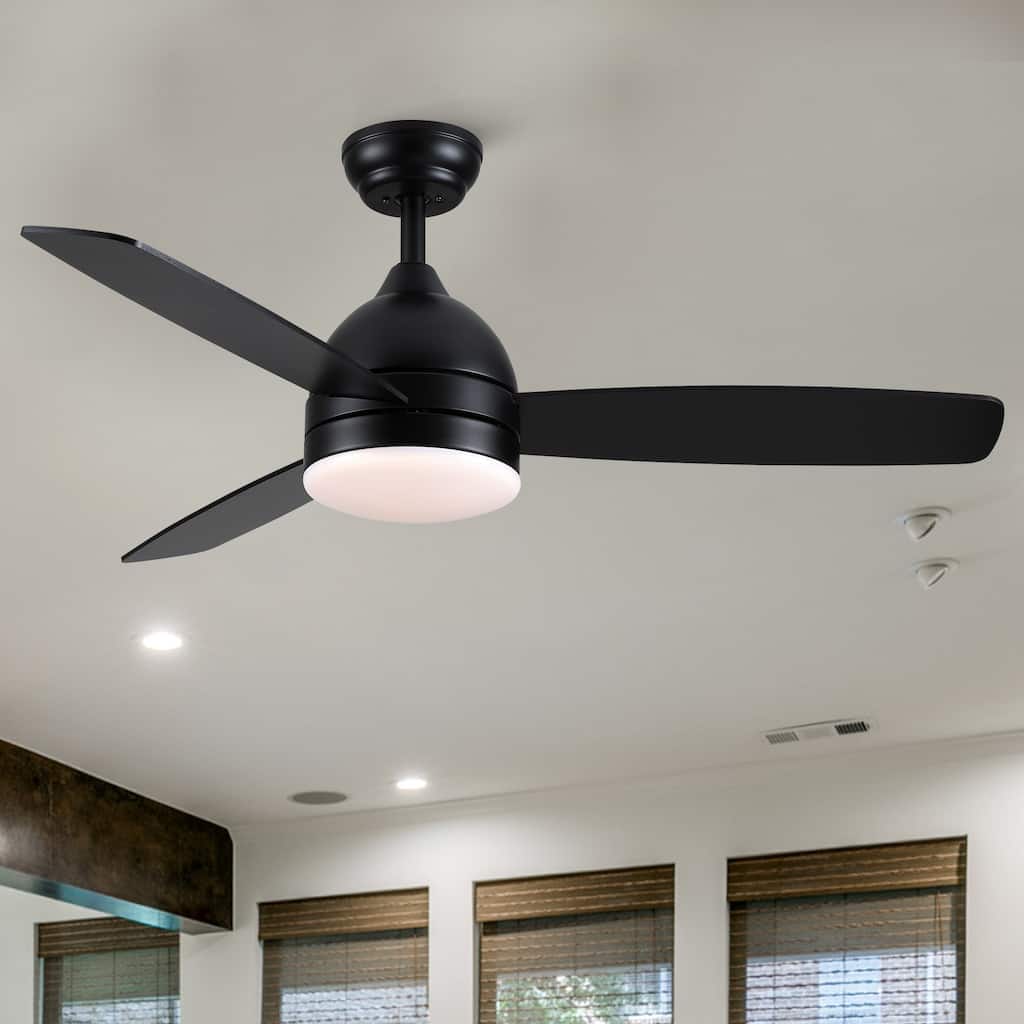 Smart 48" integrated LED Balck Ceiling Fan with Remote Contorl and Plywood Blades