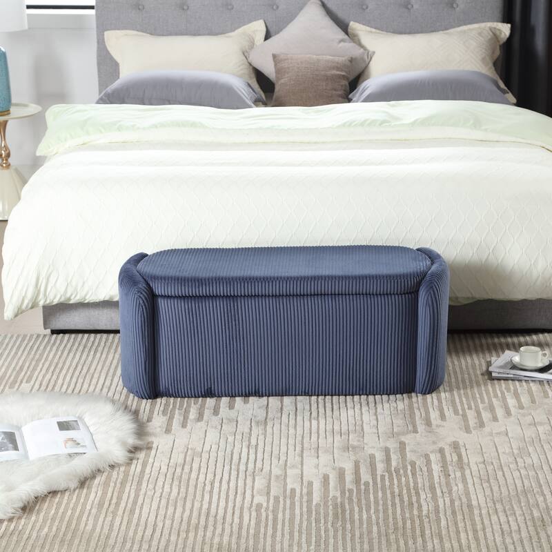 Entryway Upholstered Fabric Storage Ottoman