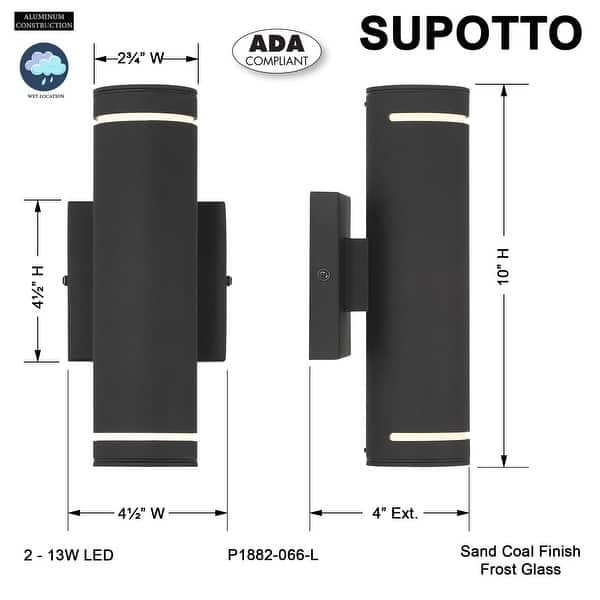 Kovacs P1882-L Supotto 10" Tall LED Outdoor Wall Sconce with Glass