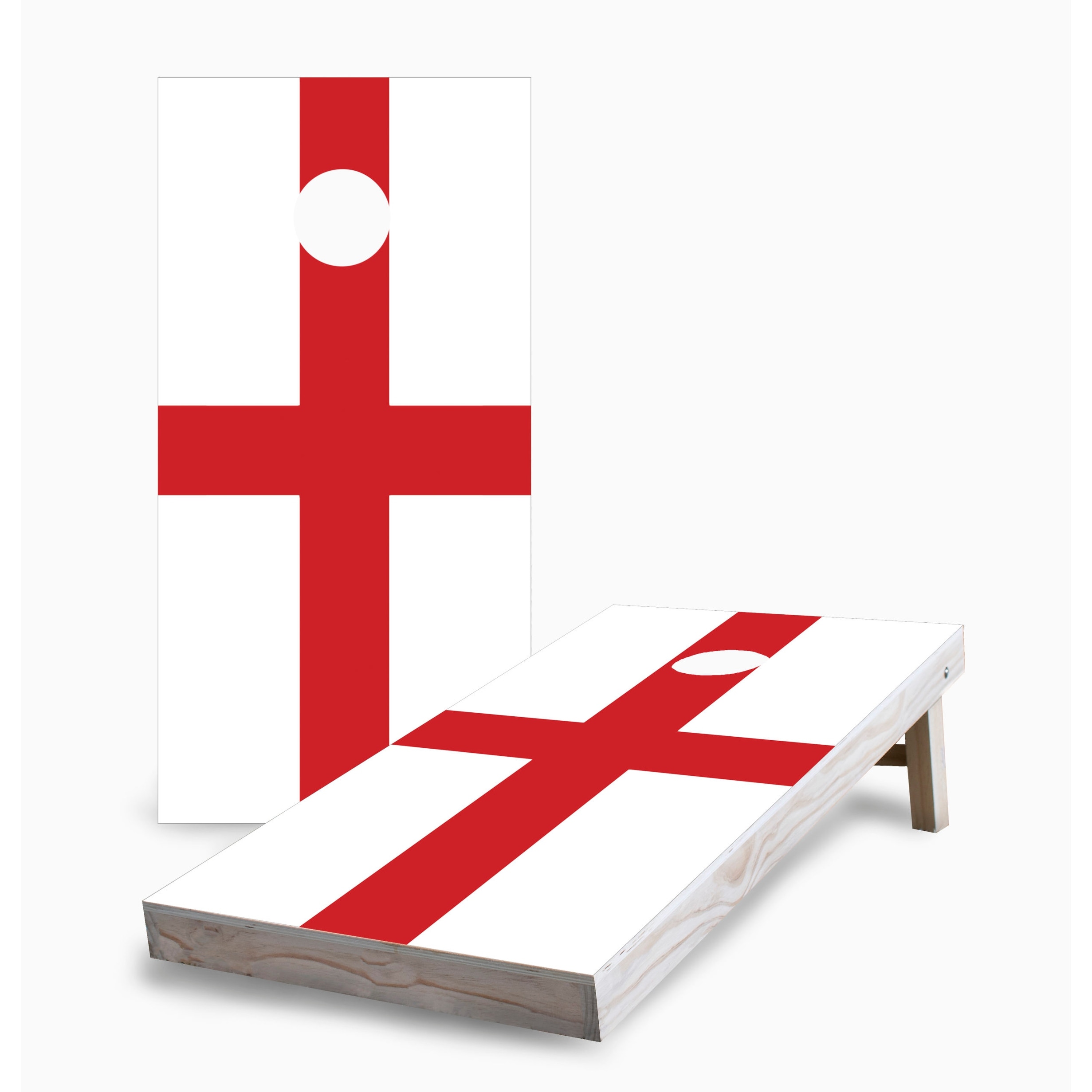 English Flag Corn Hole Board Set w Case & Lights