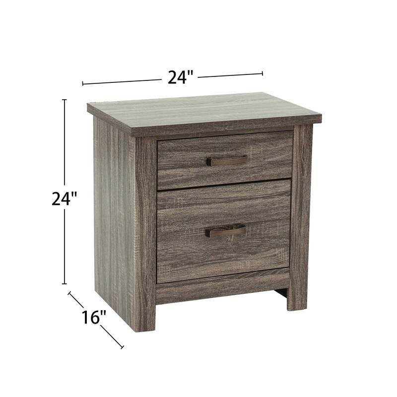 Wooden 2 Drawers Nightstand in