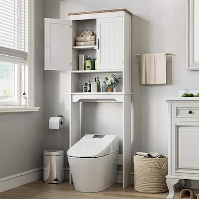 Over The Toilet Storage Cabinet with Double Doors, Bathroom Shelf Over Toilet