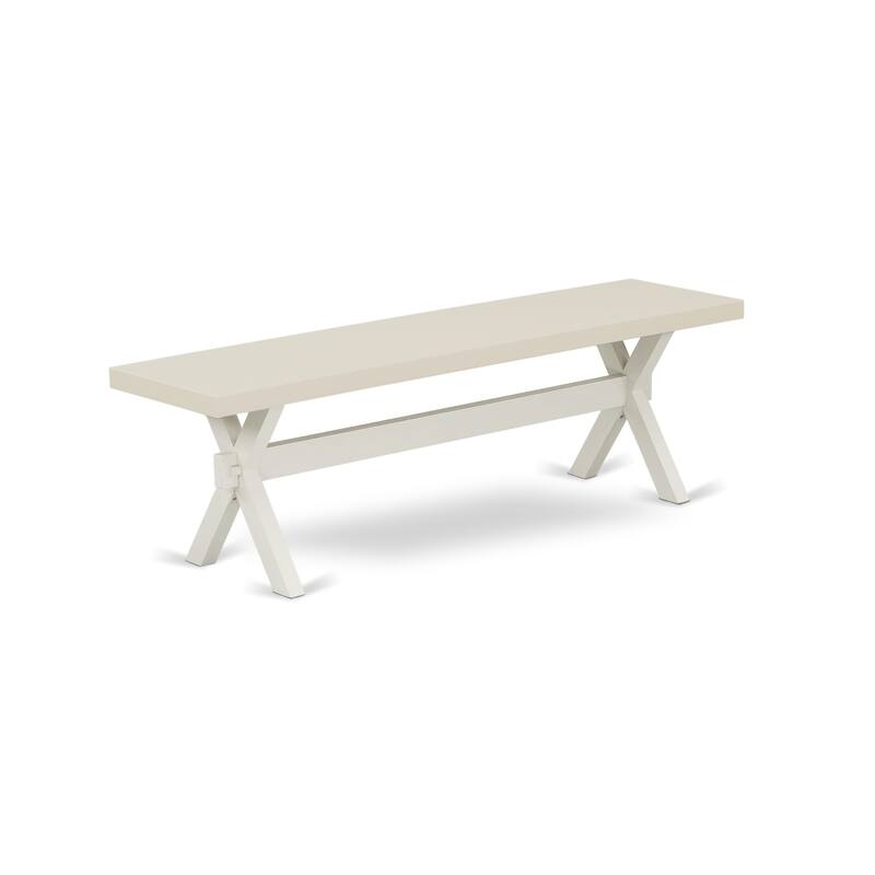 East West Furniture X-Style Modern Dining Room Bench with Wooden Seat(Finish Options)