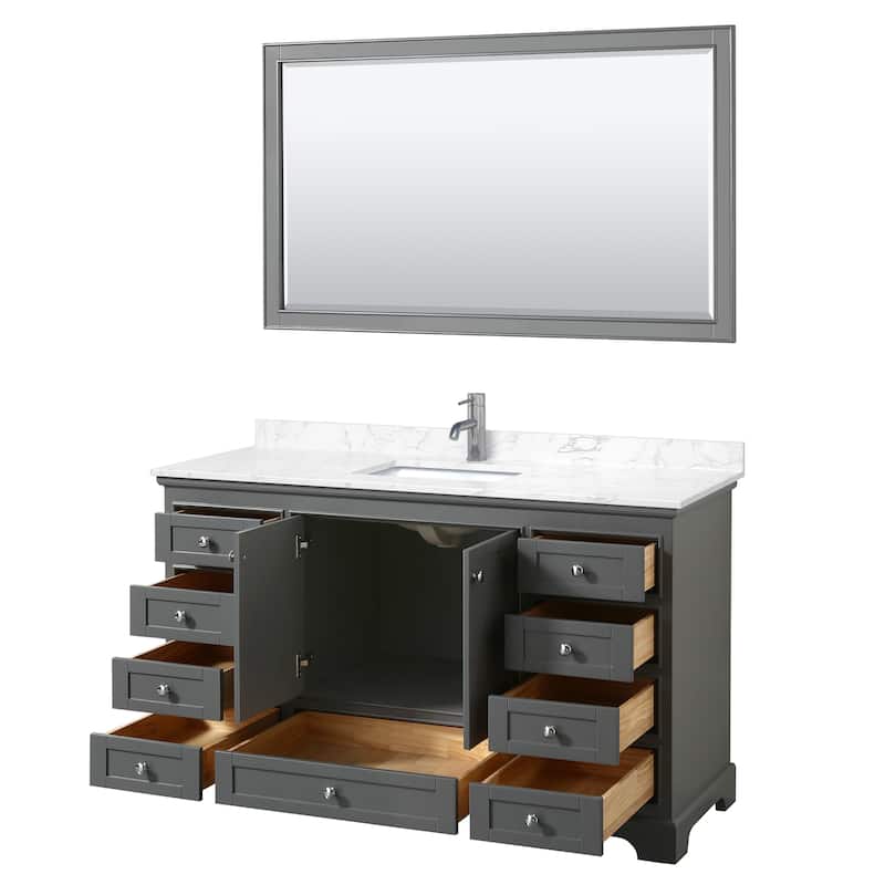 Deborah 60-inch Single Vanity, Cultured Marble Top, 58-inch Mirror