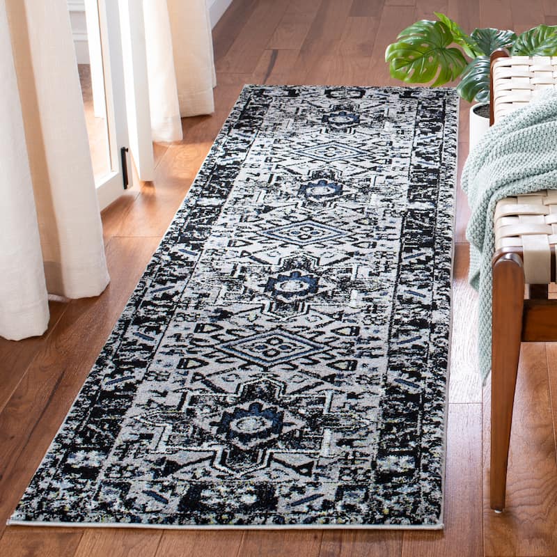 SAFAVIEH Vintage Hamadan Jaroslava Oriental Rug - 2'3" x 12' Runner - Light Grey/Dark Grey
