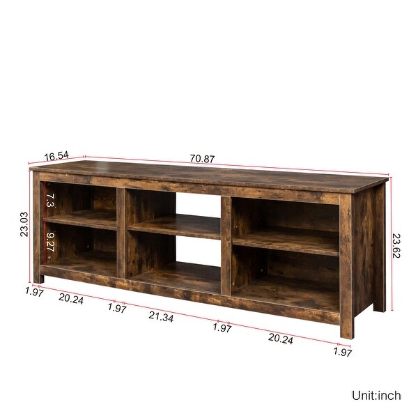 TV Stand with 6 Storage Compartments and 1 Open Shelves - Bed Bath