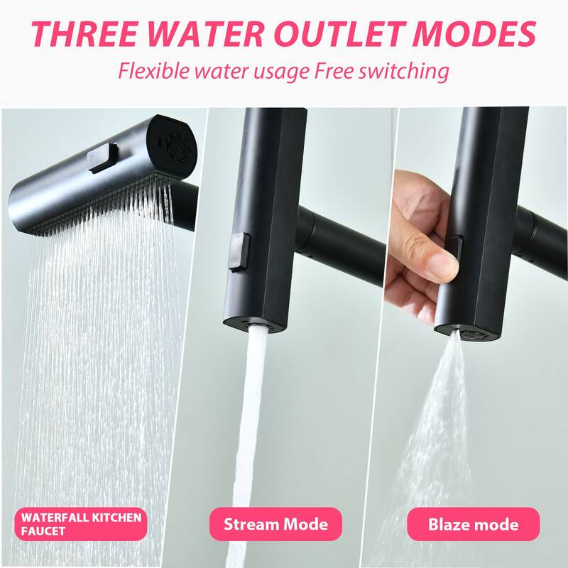 Vanityfair Single-Handle Waterfall Kitchen Faucet with Pull Down Sprayer