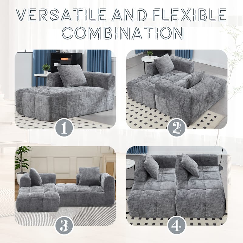 Chenille Loveseat Sofa, Minimalist Modular Sleeper for Living Room