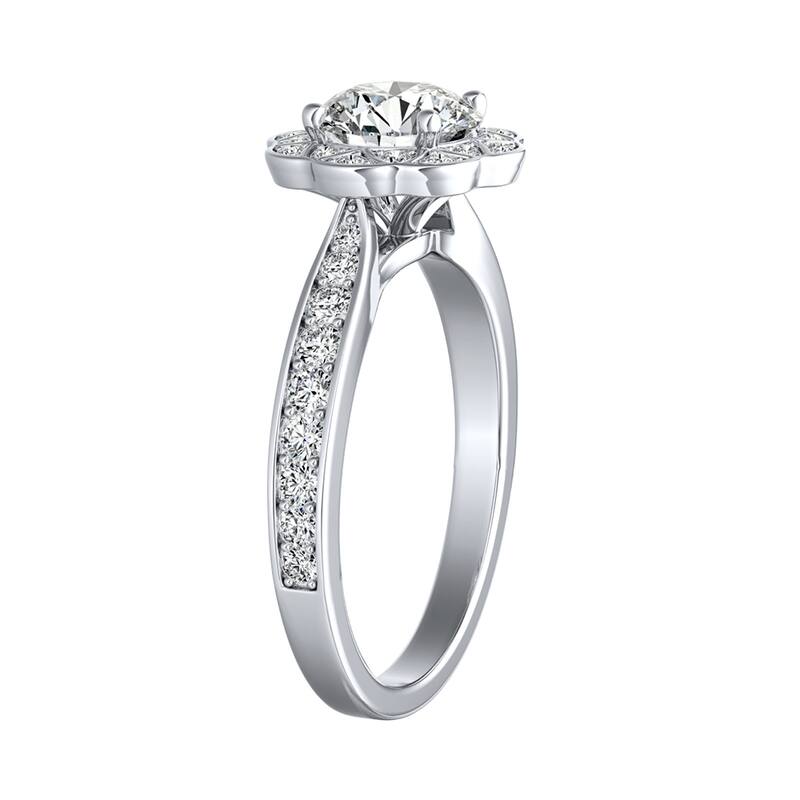 Auriya 14k Gold 1 4/5ctw Round Moissanite Halo Engagement Ring