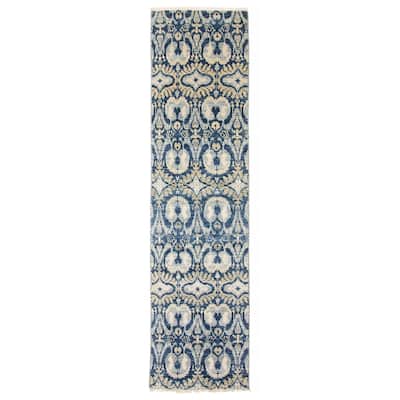 ECARPETGALLERY Hand-knotted Mystique Blue Wool Rug - 2' 5" x 9' 11"