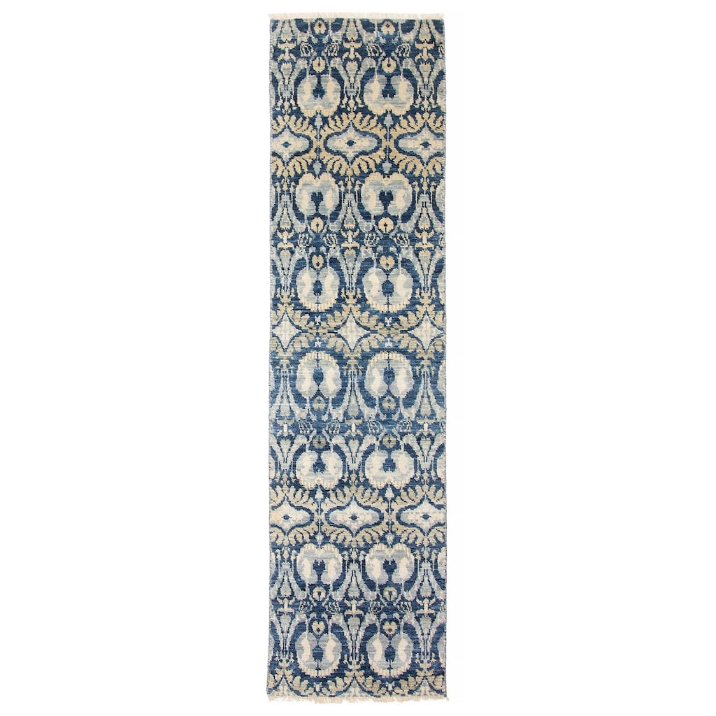 ECARPETGALLERY Hand-knotted Mystique Blue Wool Rug - 2' 5" x 9' 11"