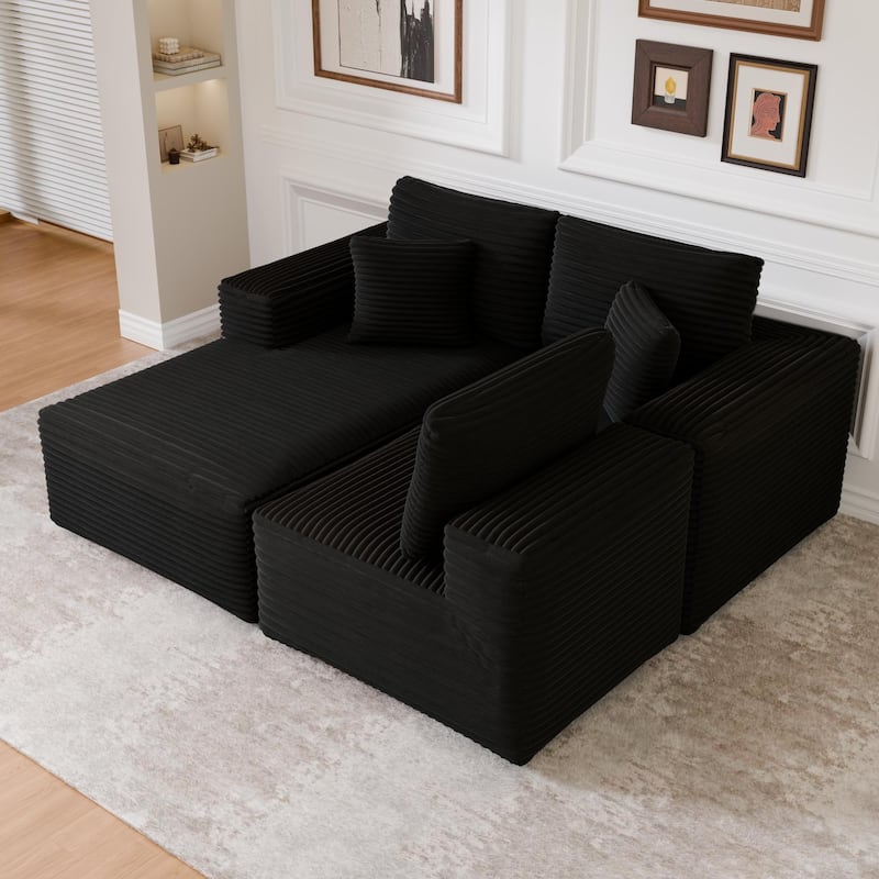 104" Modular Sectional Sofa with L-Shape Chaise Modern Upholstered Cloud Couches with Throw Pillows - 104 in.W x 23.6 in.H