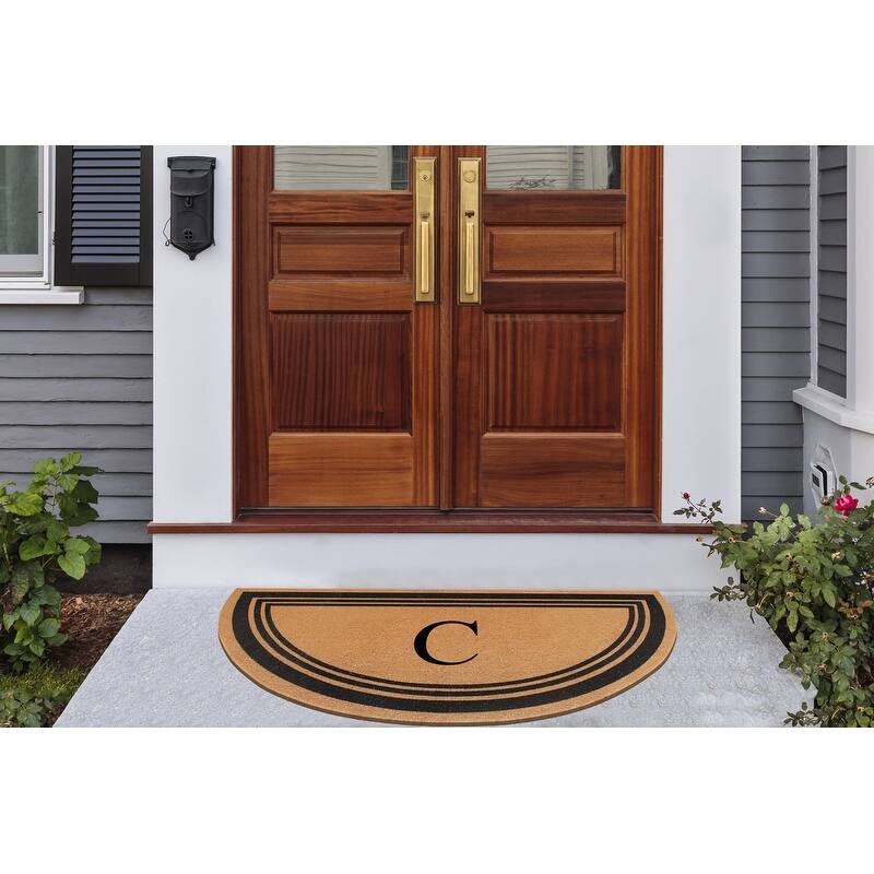 A1HC Natural Coir Flock Beige 30 in x 60 in Coir & PVC Durable Door Mat for Outdoor Entrance Monogrammed Doormat