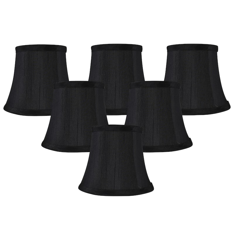 Meriville Faux Silk Clip On Chandelier Lamp Shades, 4-inch by 6-inch by 5-inch - Set of 6 - Black