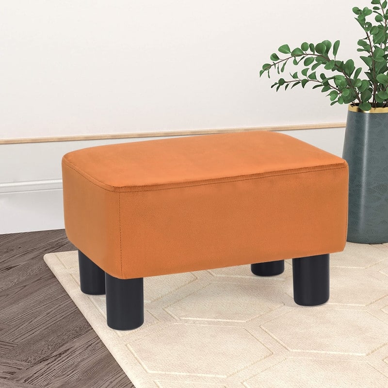 Adeco Footstool Ottoman Fabric Footrest Modern Rectangular Stool