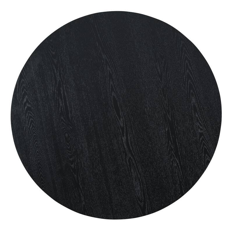 Retro Wood Round Minimalist Elegant Dining Table with Frustum Leg