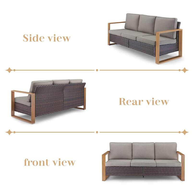 Gymojoy 7 Pieces Rattan Sofa,Gilder Chair, Patio Chair and Ottoman