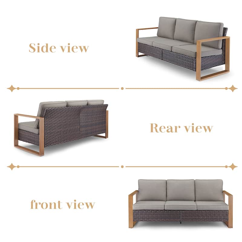 Gymojoy Outdoor Rattan Sofa with Ottoman