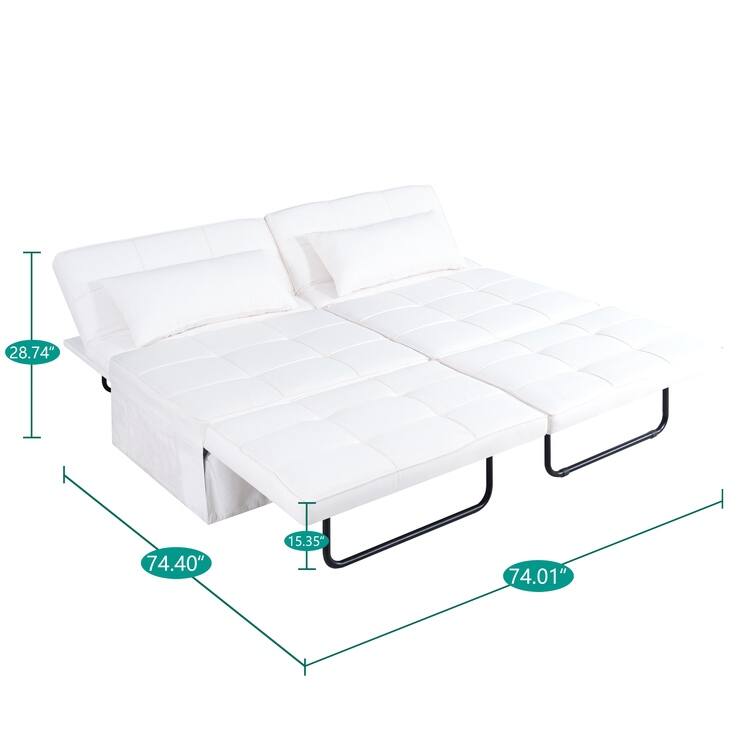 Sleeper Chair Bed, 4 In 1 Multi-Function Convertible Ottoman Bed, Breathable Linen Bed Chair, Convertible Sofa Bed