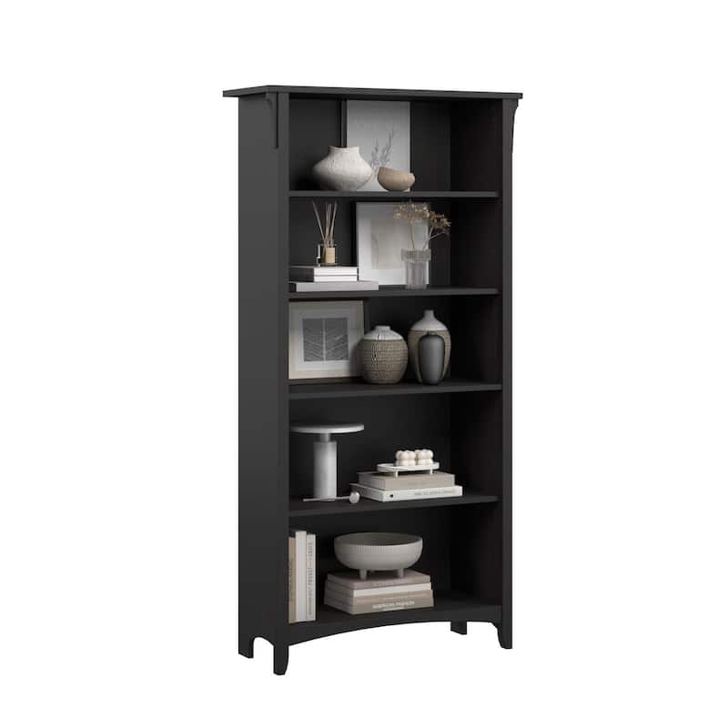 Bush Home Salinas Tall 5 Shelf Bookcase - 5 Shelf - Vintage Black - 5 Shelf