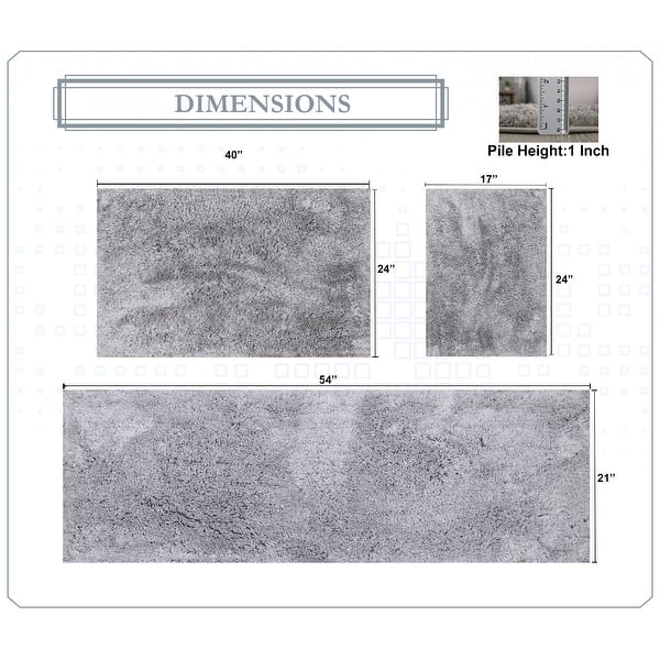 dimension image slide 13 of 28, Luxury Plush Bathroom Rug Set - Quick-Dry, Soft Microfiber, Non-Slip, Absorbent & Washable Bath Mats