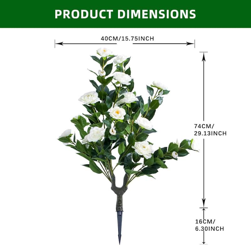 Set of 2/4 Artificial Topiary Ball Trees with Metal Stakes with Camellia Flowers