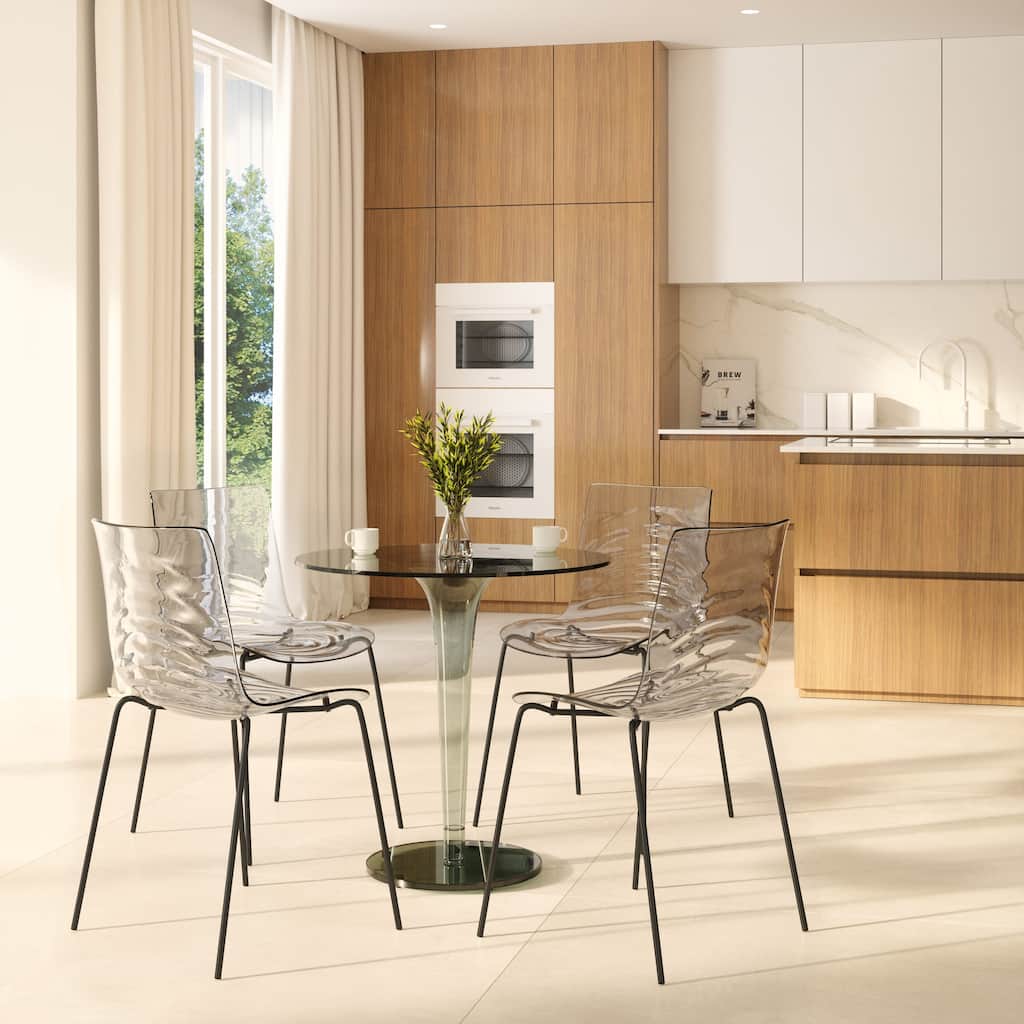 Dining Chair in ABS Plastic Side Chair with Stainless Steel Legs Kitchen Room Chair Set of 2