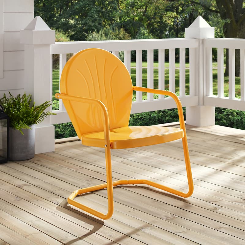 Crosley Griffith Metal Chair In Tangerine - 22 W x 28.2 D x 33.25 H