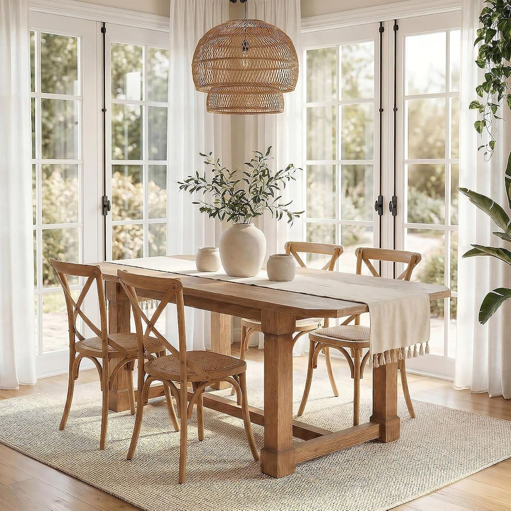 63" Solid Wood Dining Table, Rectangular Kitchen Table