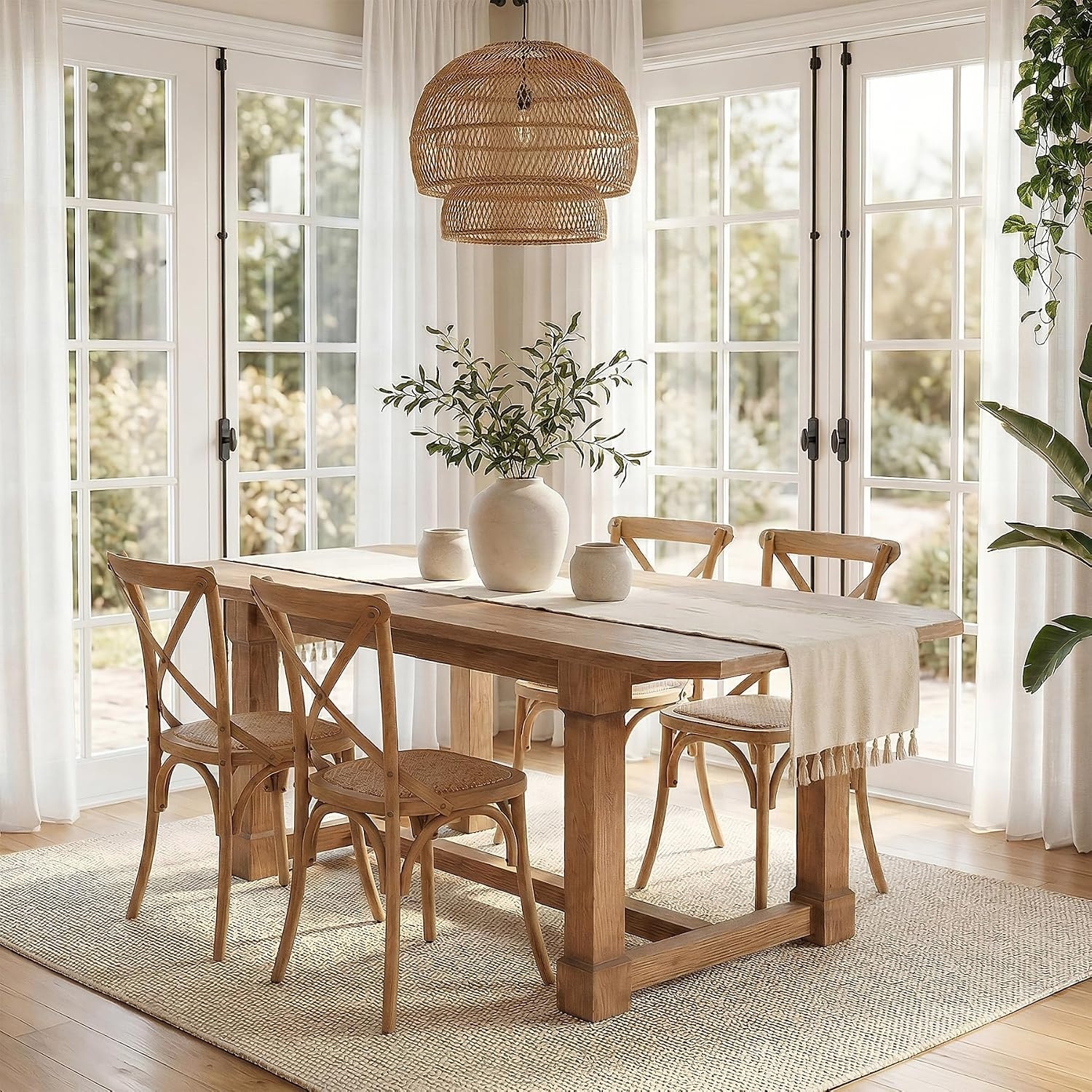 63" Solid Wood Dining Table, Rectangular Kitchen Table