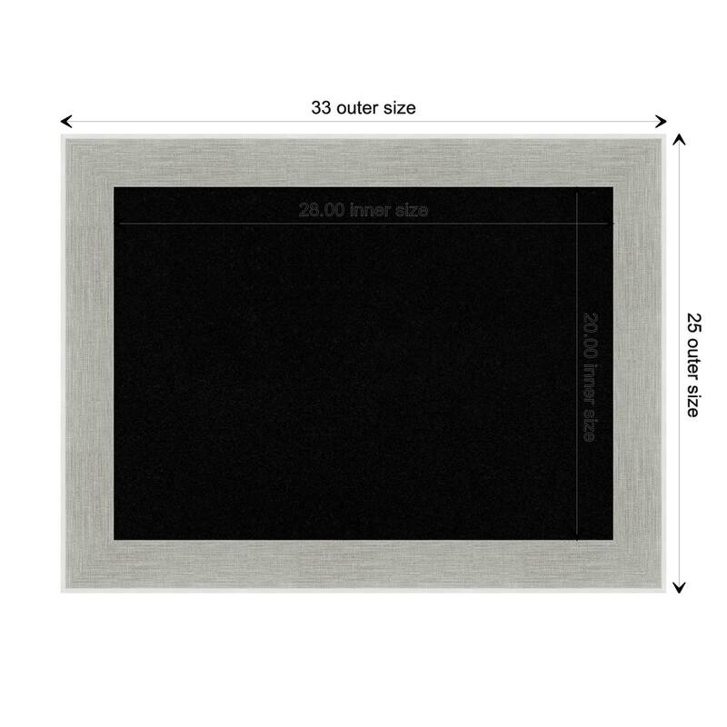 Glam Linen Grey Framed Black Corkboard Bulletin Board - Board Size 28x20