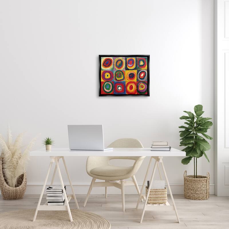 Stupell Modern Circle Shapes Aligned Abstract Swirl Pattern Floater Frame, Design by Wassily Kandinsky