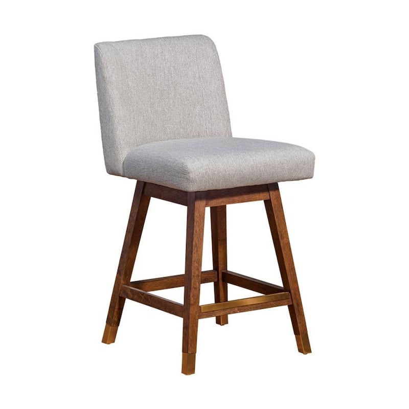 Full Back Swivel Counter Height Bar Stool with Armrest and Foam Cushion Seat Wood Frame for Kitchen - Taupe-Brown-36.5"